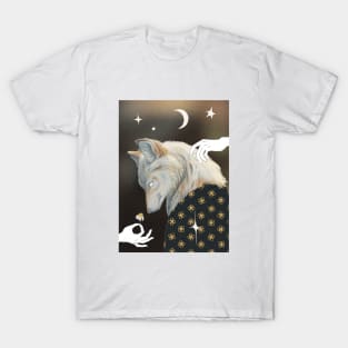 Mythical Wolf with hands and flower T-Shirt